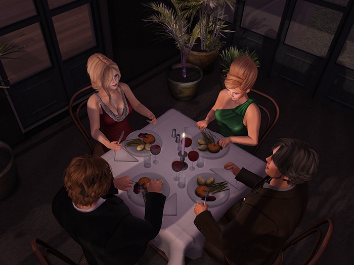 Second Life bistro table food